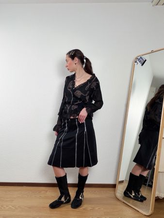 Vintage Black Imperial Skirt with Zippers