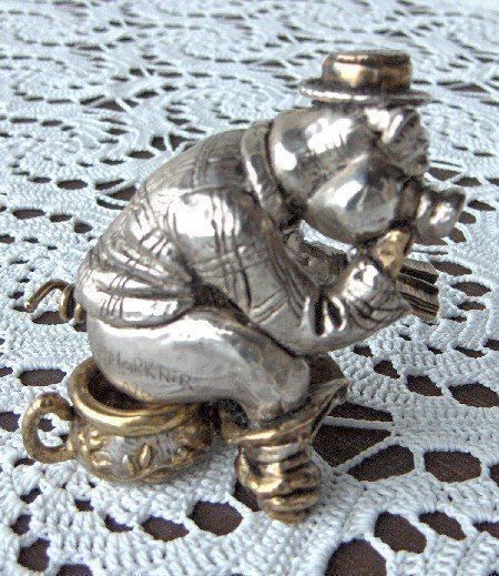 Skulpturen & Statuen: Skulptur Säuli auf Topf 925 Silber + Blattgold – Neu (gemäss Beschreibung) aus Eschenbach von Alicekunst 3