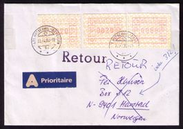 ATM 8A_Portogerechte DREIFACHFRANKATUR nach Norwegen-RETOUR!