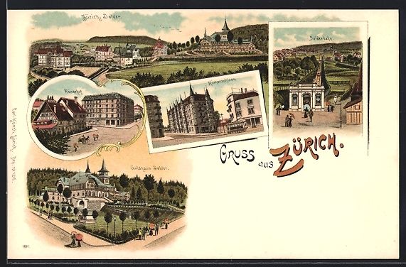 Cartoline postali: Litho Zürich, Dolder, Gaststätte Waldh – Usato da Berlin venduto da bartko-reher