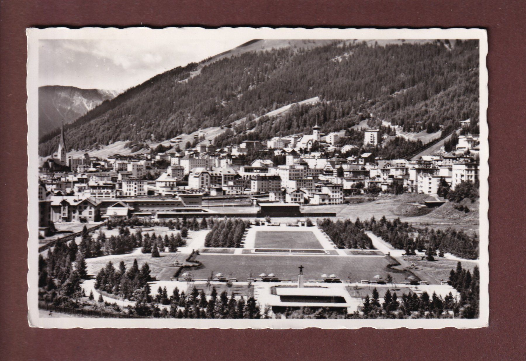 Cartoline postali: DAVOS-PLATZ - Kurpark - 1959 – Usato da Pully venduto da nicecards