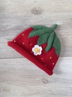 Baby/ Neugeborene  Mütze Erdbeere handgestrickt