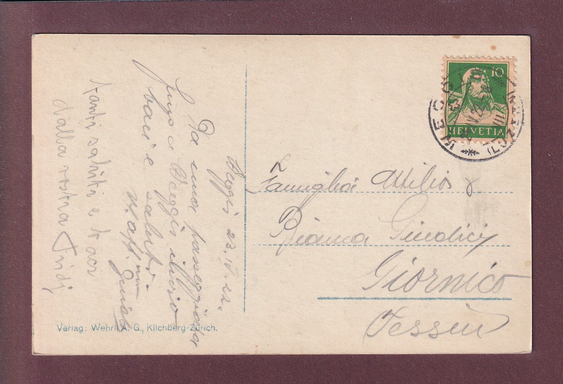 Cartoline postali: WEGGIS - Quai - Alpen - 1922 – Usato da Pully venduto da nicecards 1