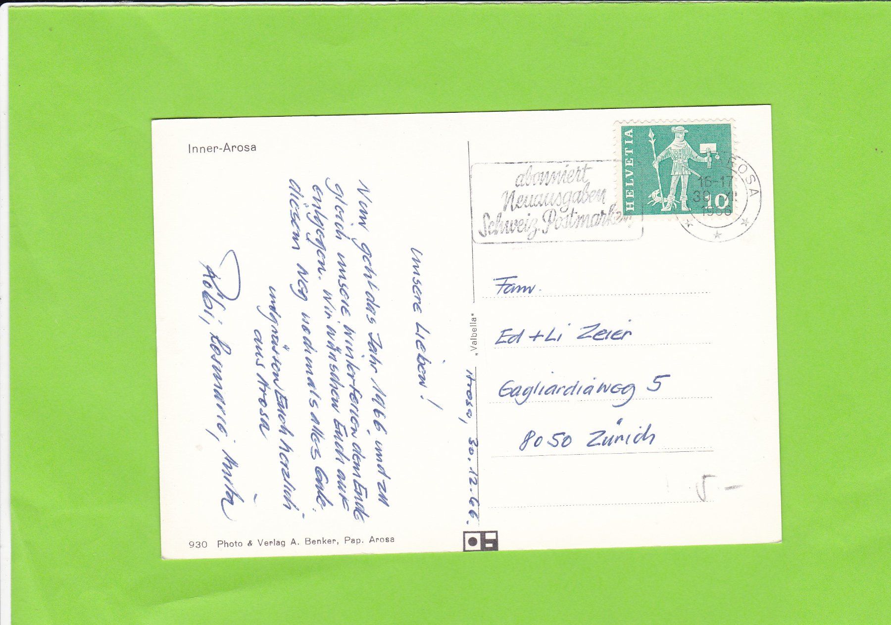 Cartoline postali: Inner-Arosa – Usato da St. Peterzell venduto da neckertal 1