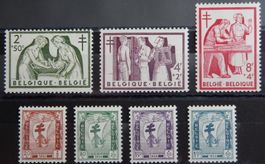 Belgien Kat. 1047-1053 ** 1956 Kat. 36 Euro (2Fr. nicht perf