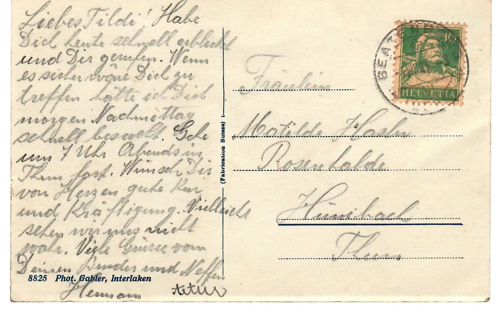 Cartoline postali: Beatenberg mit Eiger, Mönch und Jungfrau – Usato da Zweisimmen venduto da jakobsweg 1