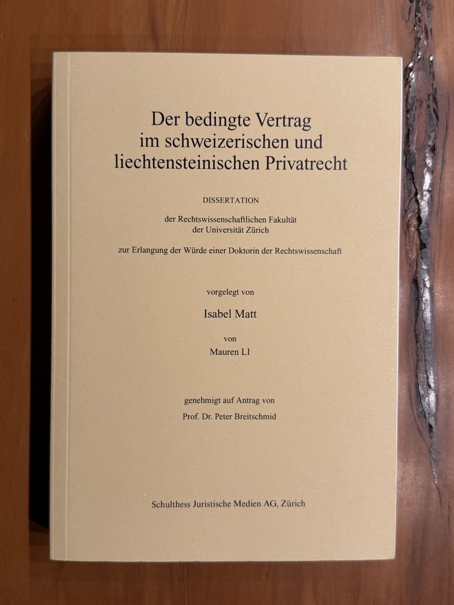 Libri: Der bedingte Vertrag im schweizerischen Privatrecht, Diss. – Nuovo e nell'imballaggio originale da Volketswil venduto da doughboy