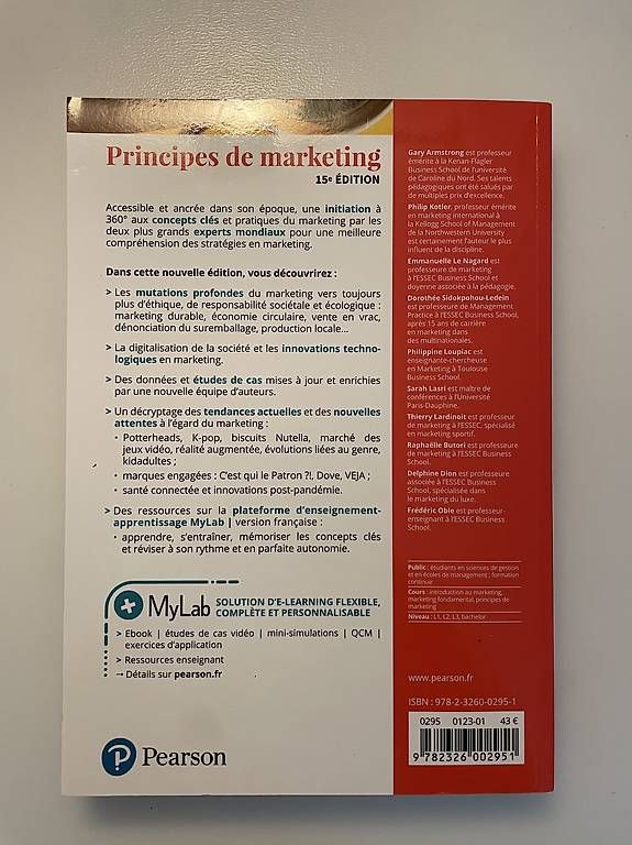 Bücher: Livre Principes de Marketing – Gebraucht aus Morens FR von Val-sch 1