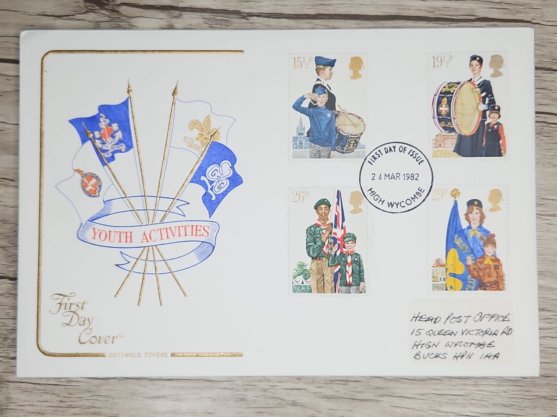 Tutti i francobolli: CL05 Enveloppe + Timbre England 1982 – Usato da Cousset venduto da Patrick_Collections