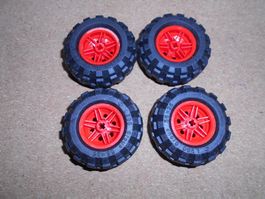 rote Lego Räder 56 x 26  ( Set 279 )