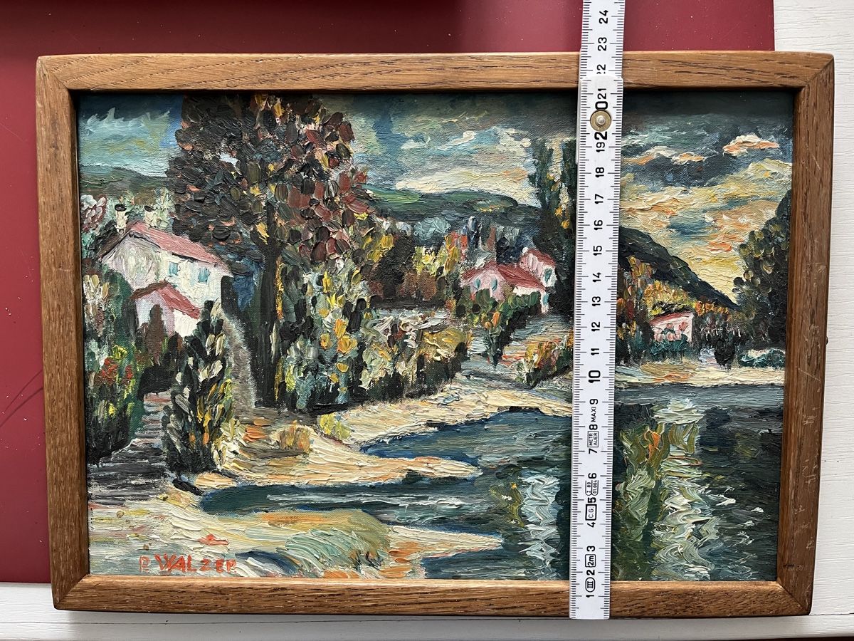 Gemälde: Gemälde "Fischerdorf" P. Walzer Impressionismus Öl signiert – Gebraucht aus Muri b. Bern von Sugimoto 3