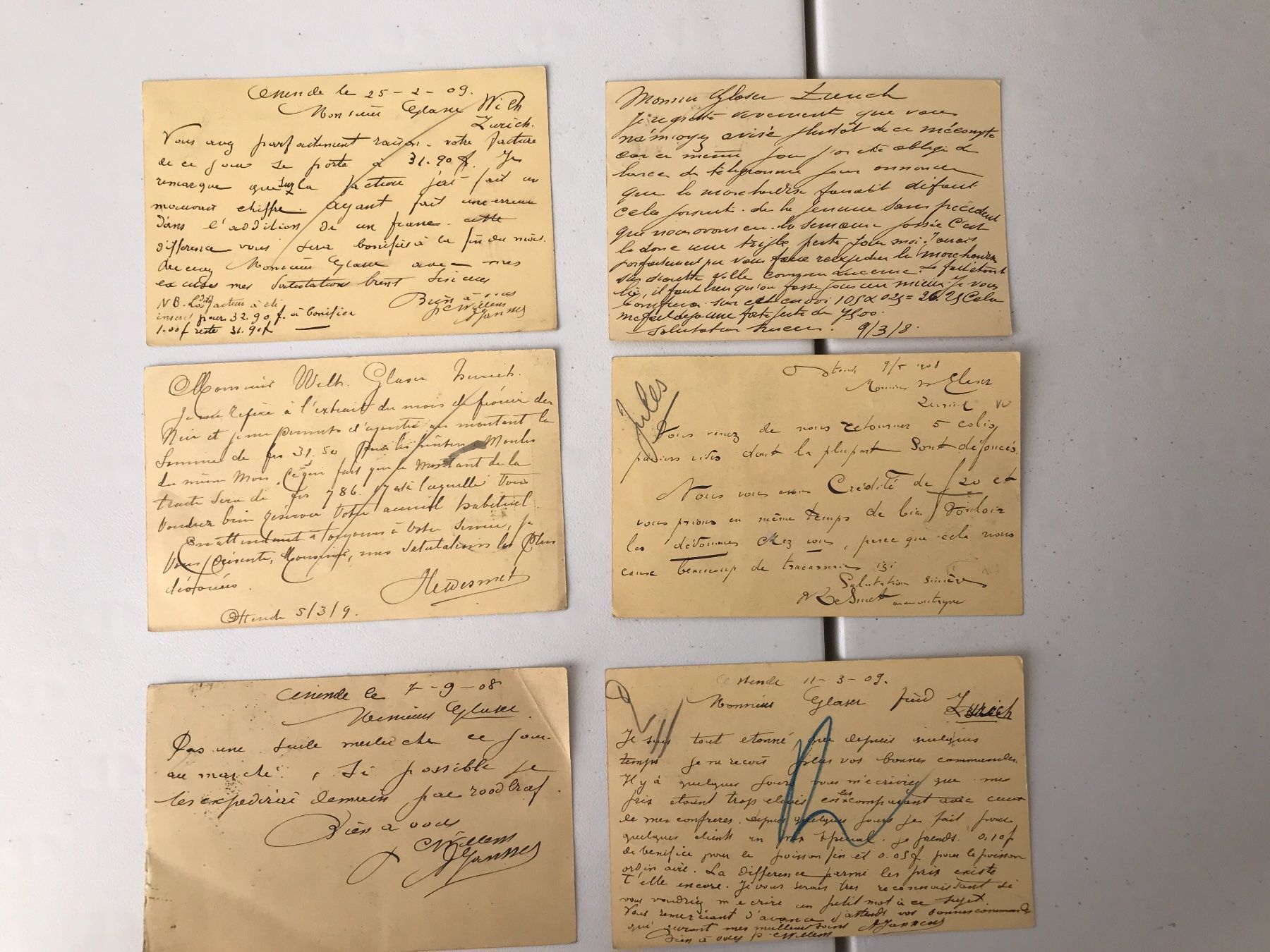 Alle Briefmarken: 6 Postkarten Belgien (3000-73) – Gebraucht aus St.Gallen von Bigdisch 1