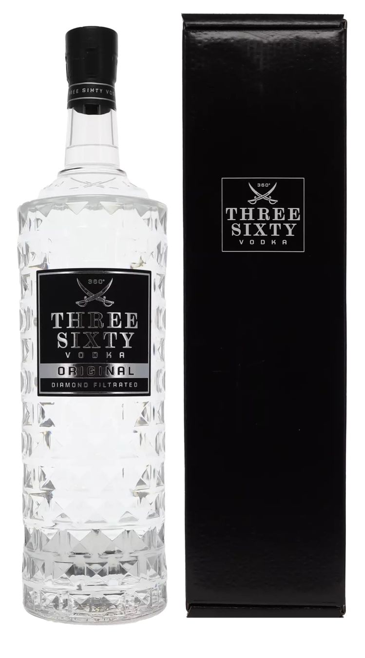 Spirituosen: 6 Fl. THREE SIXTY VODKA ORIGINAL Diamond filtrated – Neu und originalverpackt aus Bülach von StoreInShop.com 1