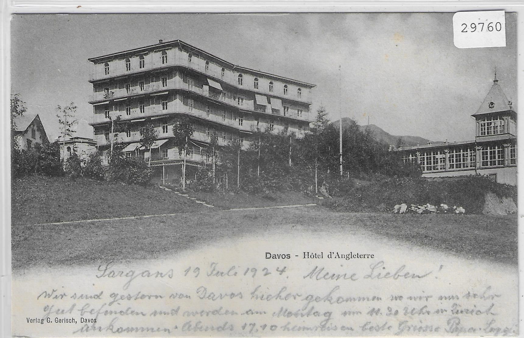 Cartes postales: Davos - Hotel d'Angleterre – D'occasion à Ettingen par Kartenplanet