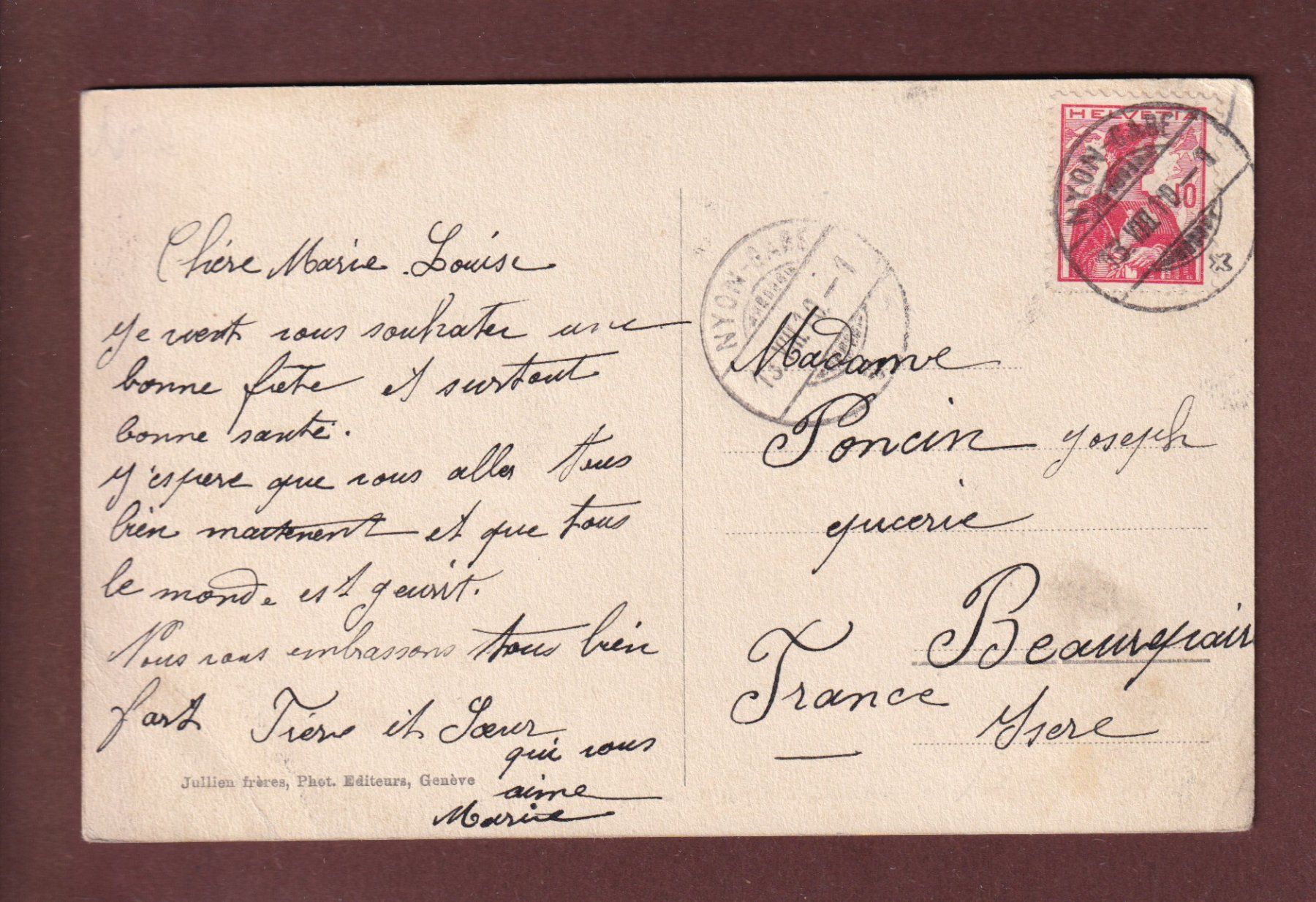 Cartoline postali: SAINT-CERGUE - Hôtel Auberson - 1910 – Usato da Pully venduto da nicecards 1