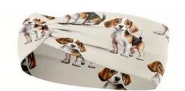 HAARBAND, ELASTISCH MIT BEAGLE WELPEN  NEU