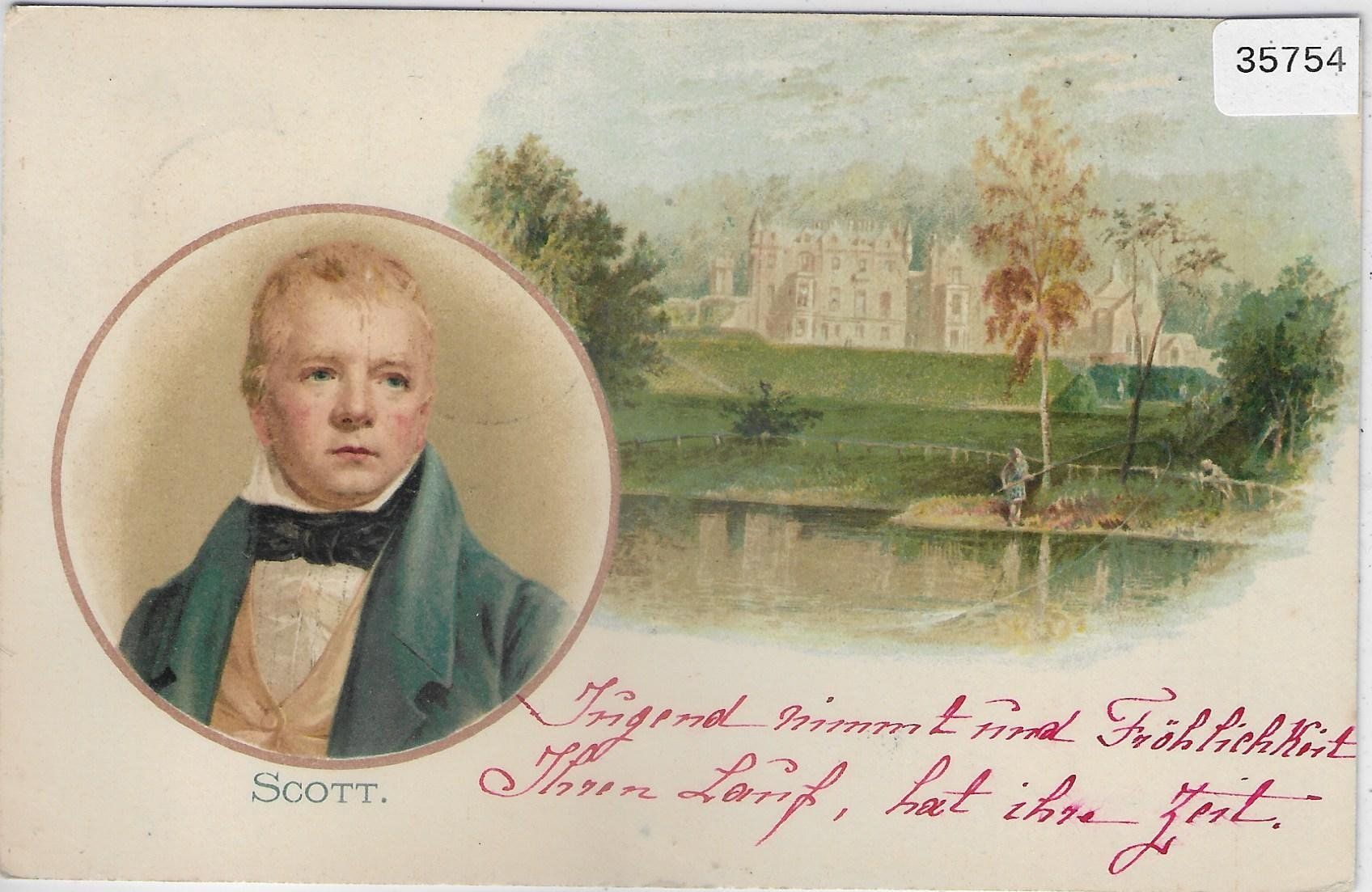 Cartoline postali: Walter Scott - Dichter - Geburtshaus - Litho – Usato da Ettingen venduto da Kartenplanet