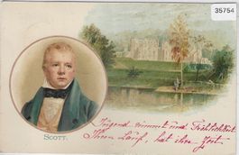 Walter Scott - Dichter - Geburtshaus - Litho
