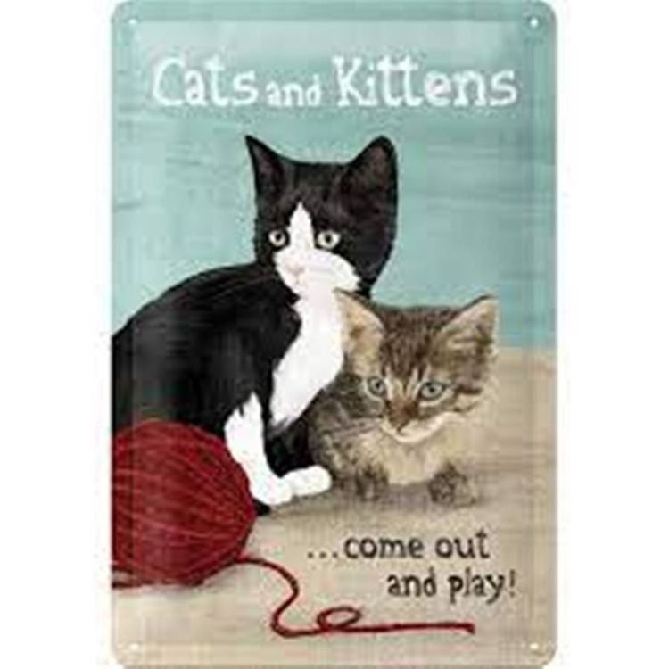 Schilder: Blechschildkarte - CATS AND KITTENS – Neu und originalverpackt aus Rupperswil von big-one-sale