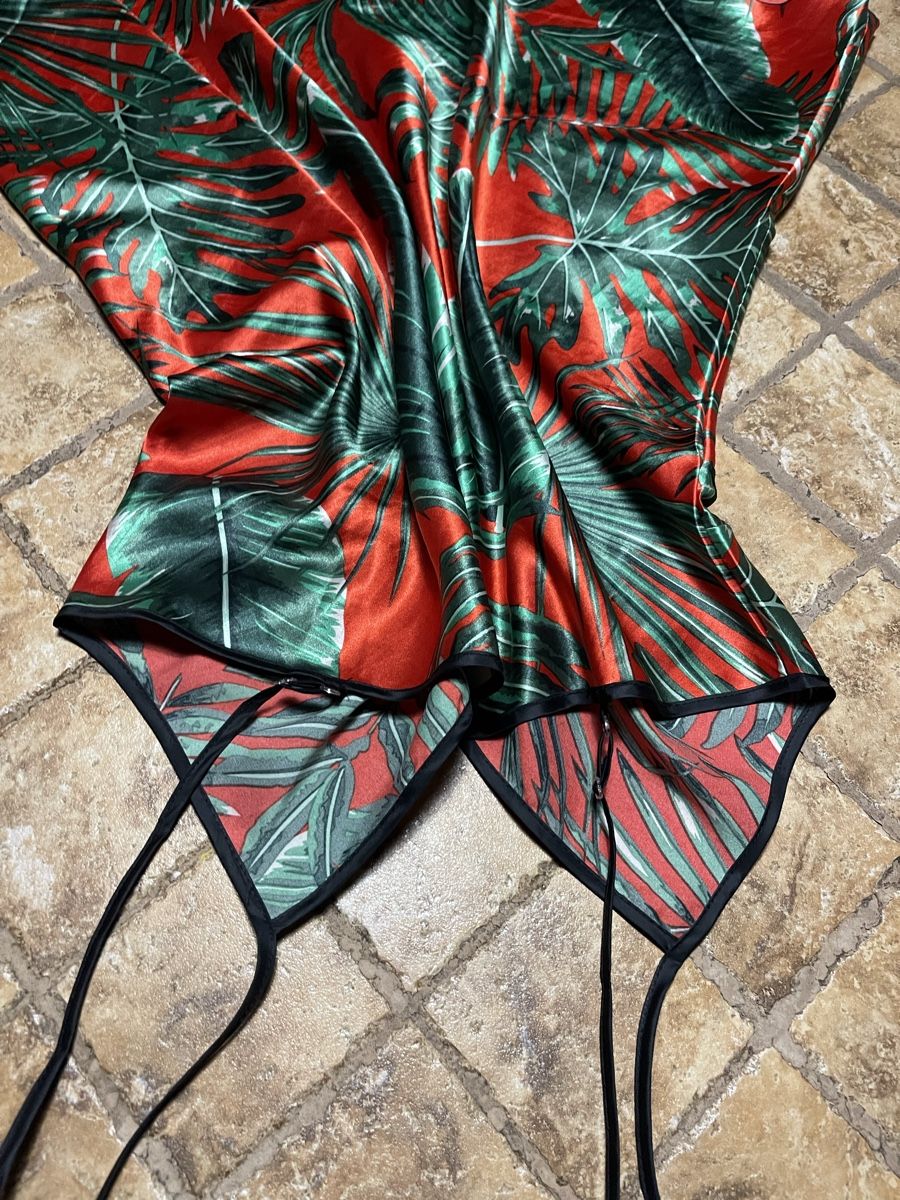 Negligees & Pigiami: Chic Tropicale: Abito da notte di raso-Tg.L-Rosso e Verde – Nuovo (secondo la descrizione) da Gordevio venduto da LanaZimm 7