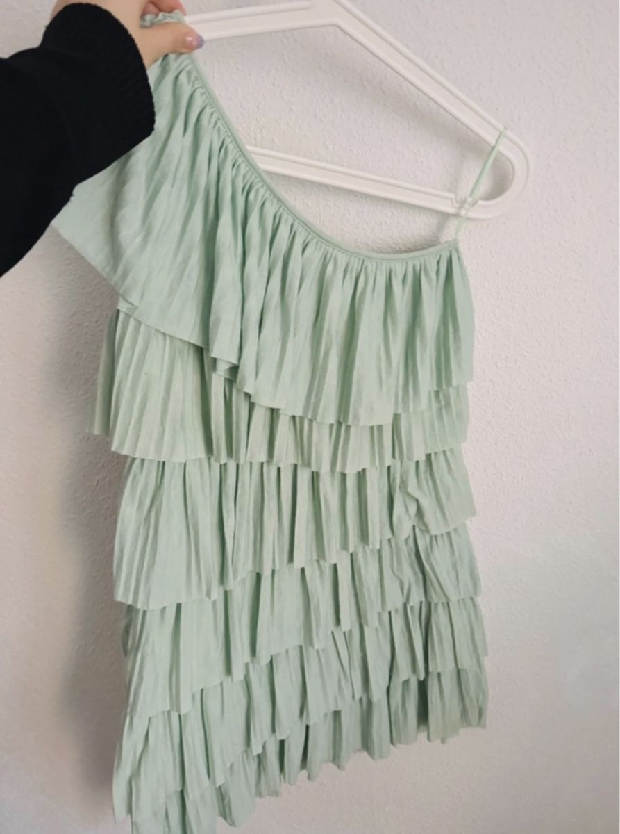 Vestiti: Turquoise One-Shoulder Ruffle Dress, S/M – Usato da Kloten venduto da jan_xn8f 1