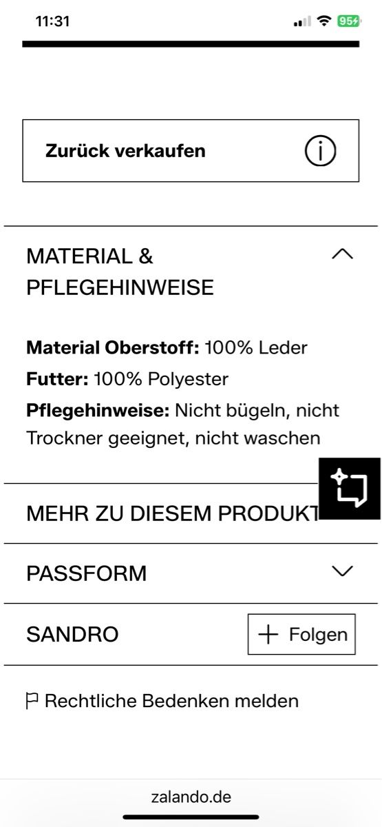 Jacken: Sandro Lederjacke Marron, Grösse 38-Special! – Gebraucht aus Rain von 11. 6