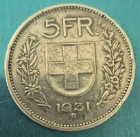 5 Franken Münze 1931 Silber  ab 1 Fr. !!