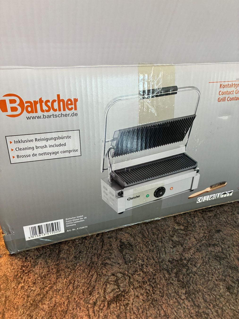 Appareils de cuisine: Bartscher Kontaktgrill "Panini", gerillt - NEU – Neuf avec emballage d'origine à Gampel par Auktionsman