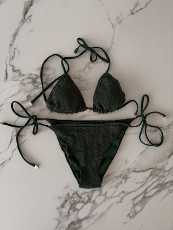 Calzedonia Häkel Bikini dunkelgrün Grösse S neuwertig