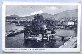 Genève - L' Ile Rousseau et le Pont du Mt-Blanc