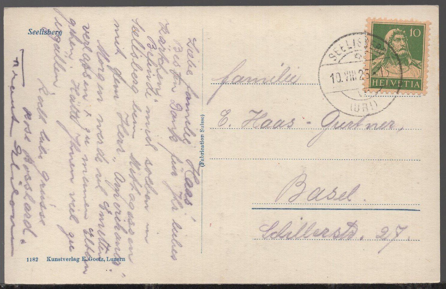 Ansichtskarten: Seelisberg   1925 – Gebraucht aus Aarau von kufi44 1