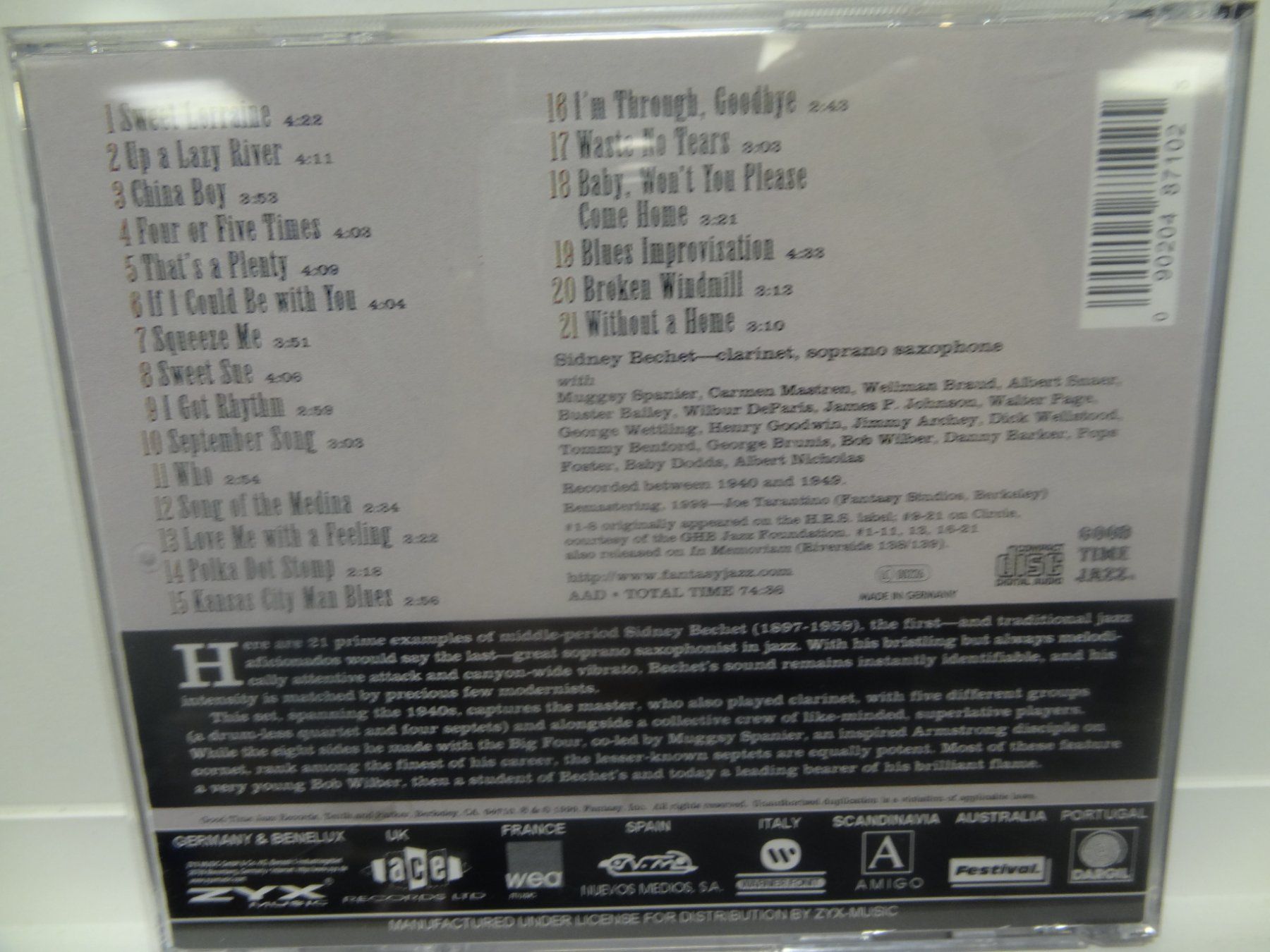 CDs: Sidney Bechet - Up a Lazy River CD Jazz – Gebraucht aus luzern von musicandart 1