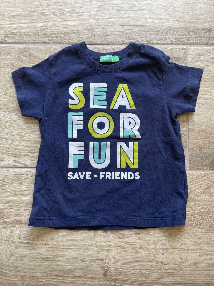 Benetton Camicie, T-shirt & Polo: Benetton T-Shirt, Gr. 74, Dunkelblau, "Sea for Fun" – Usato da Winterthur venduto da NaNa24