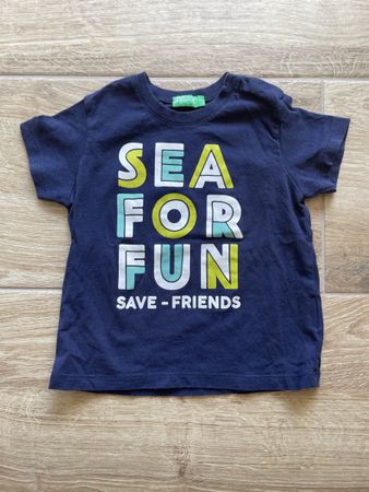 Benetton T-Shirt, Gr. 74, Dunkelblau, "Sea for Fun"