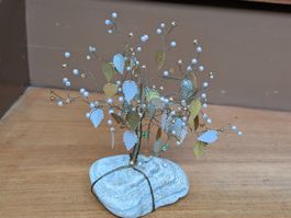 Briefbeschwerer Baum Draht Blatt Kiesel Stein 8 x 14 cm Deko