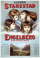 Antikes Plakat Engelberg elektrische Bahn 1903