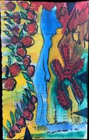 Sehnsucht /Original Aquarell a. Buchseite, Outsider Art Brut