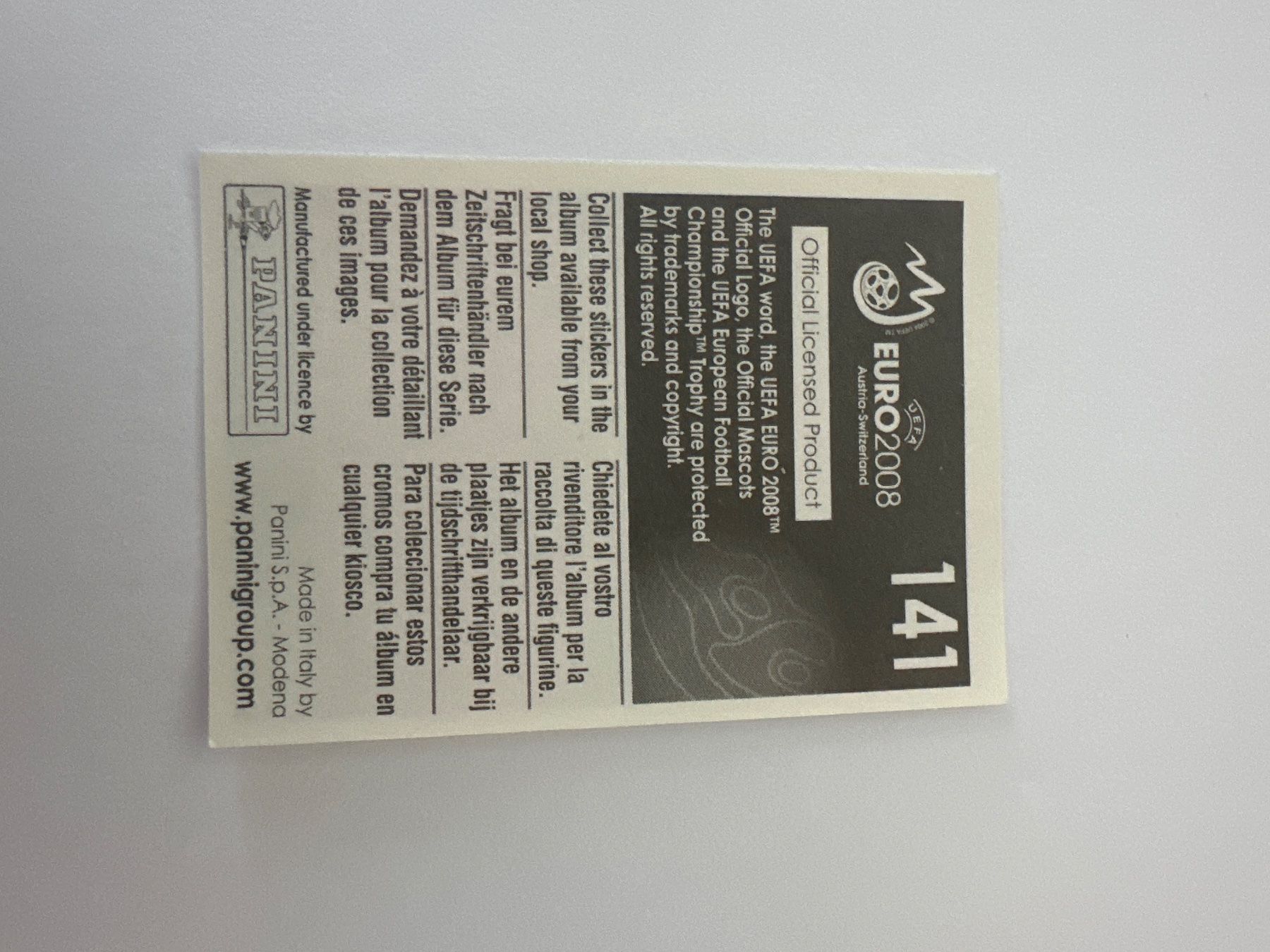 Panini Cartes à collectionner: Panini UEFA EM 2008 Sticker - Nr. 141 – D'occasion à Sulz AG par DealWerk 1