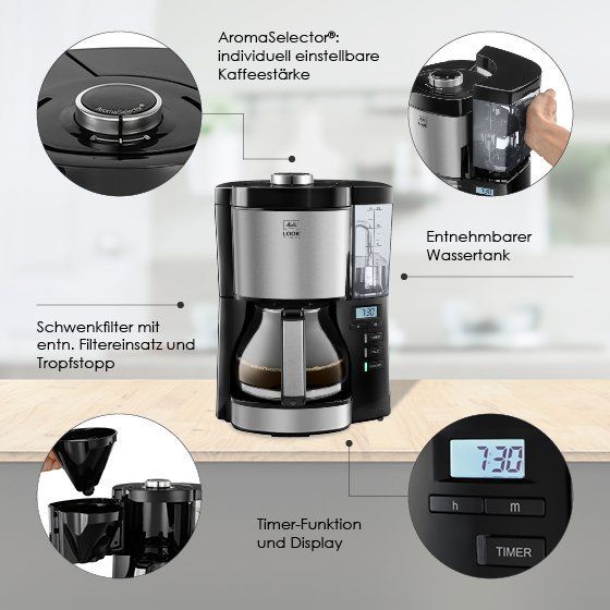Melitta Macchine per caffè & Macchine per espresso: Melitta LOOK® Timer - Filterkaffeemaschine Schwarz – Nuovo e nell'imballaggio originale da Reiden venduto da Shop-Sale 1