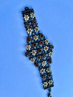 Exclusives Vintage Armband m/Blümchen & Glitzersteinchen