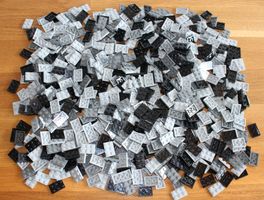 Lego Plättli 2x3 Nopp. schwarz hell-u.dunkelgrau ca. 590 gr.