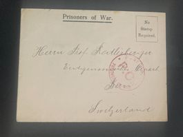 Schweiz 1915 Umschlag Prisoners of War mit rotem Stempel P.O