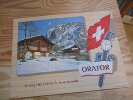Karton Werbung Uhr Orator Vintage 30 x 22 cm