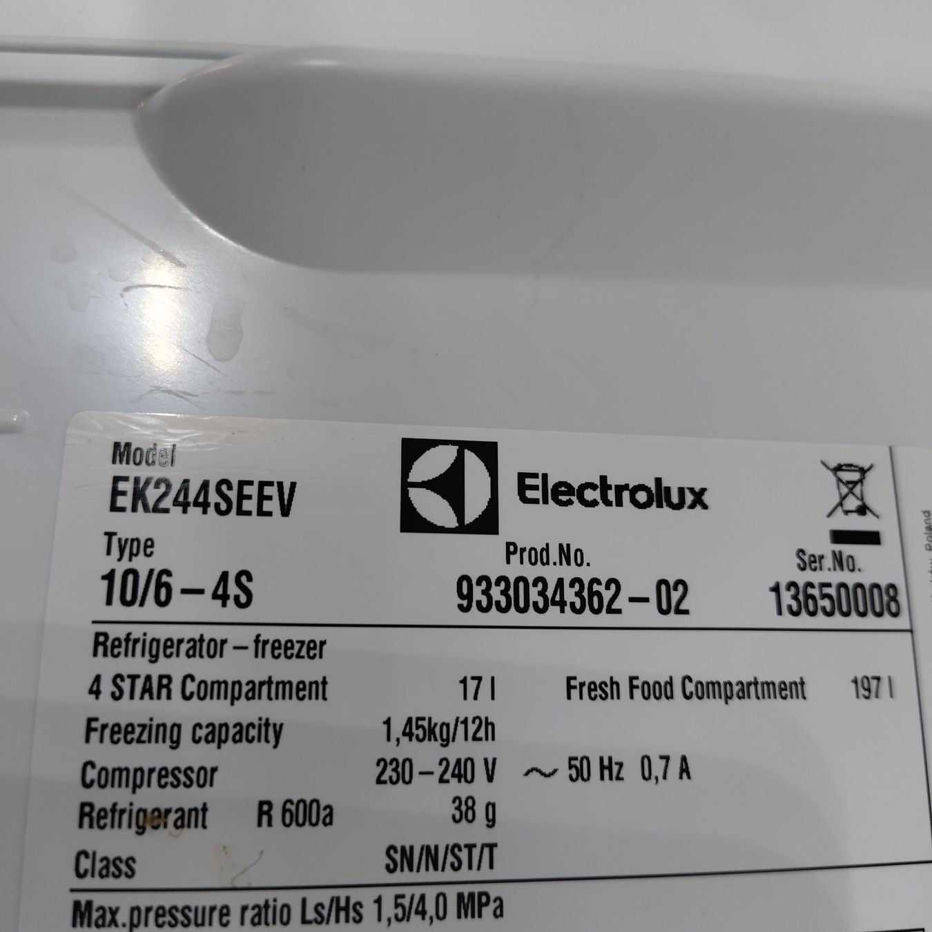 Electrolux Frigoriferi: Electrolux Einbakühlschrank EK244SEEV – Usato da Herisau venduto da Ea83 4