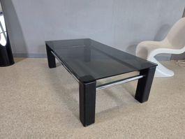 Vintage 1980 Couchtisch Coffee-Table Salontisch m. Rauchglas
