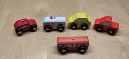 Holzauto-Set, 5 Stück, Kinderspielzeug, Top Zustand!