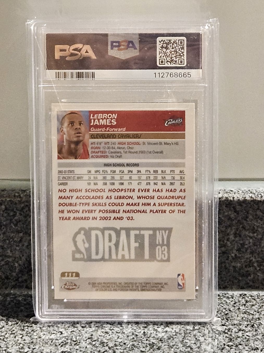 Topps Carte collezionabili: LeBRON James 2003 Rookie / Topps Chrome PSA 8 – Usato da Oberdorf BL venduto da BaldenEagle 1