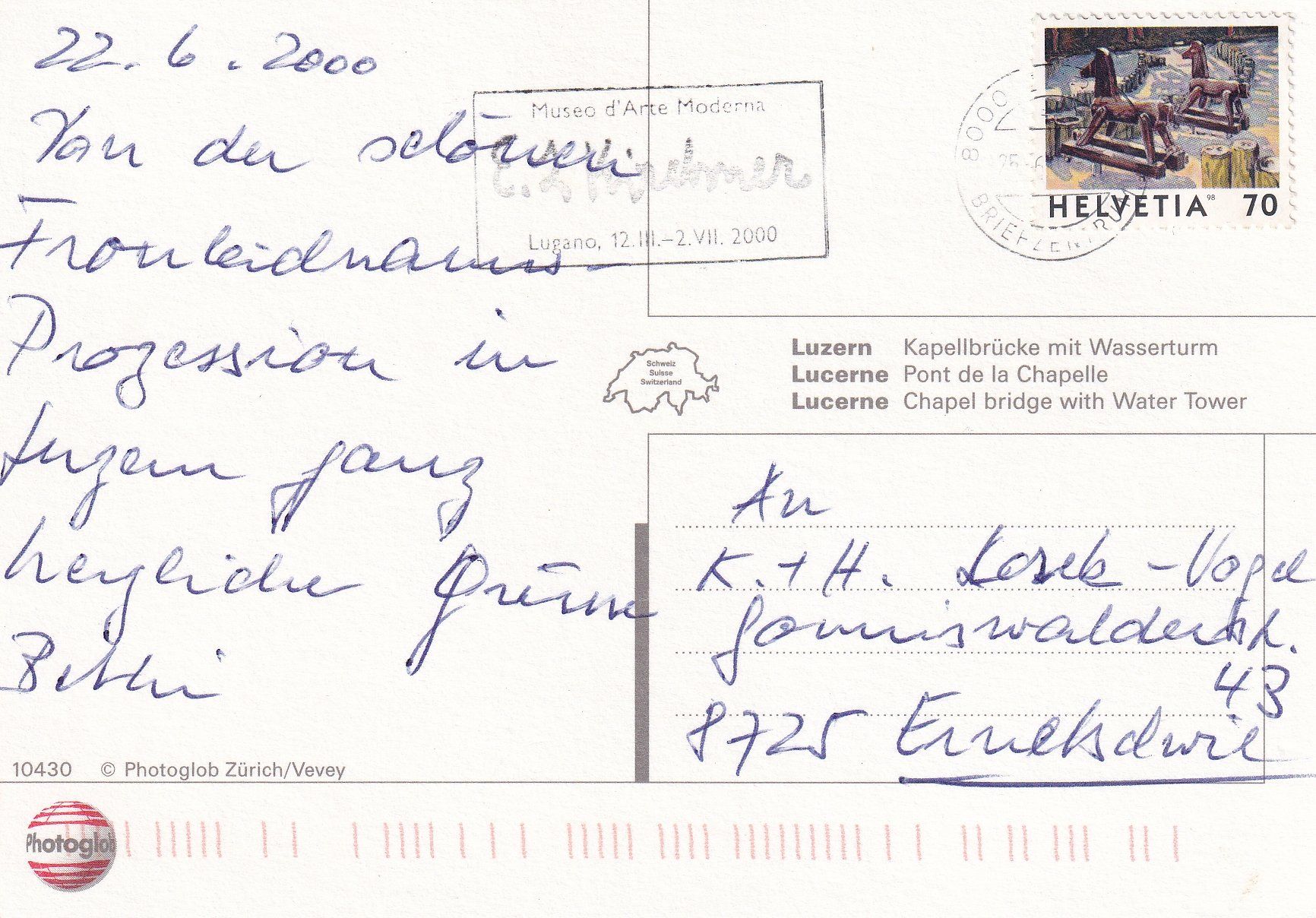 Cartoline postali: Luzern - Kapellbrücke mit Wasserturm /bc – Usato da Hombrechtikon venduto da Rudolf07 1