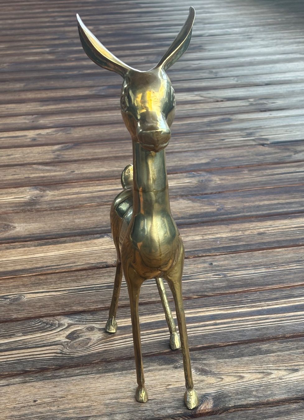Statuette: grosses Rehkitz solider Messingguss poliert – Usato da Lüchingen venduto da Eeizo 1
