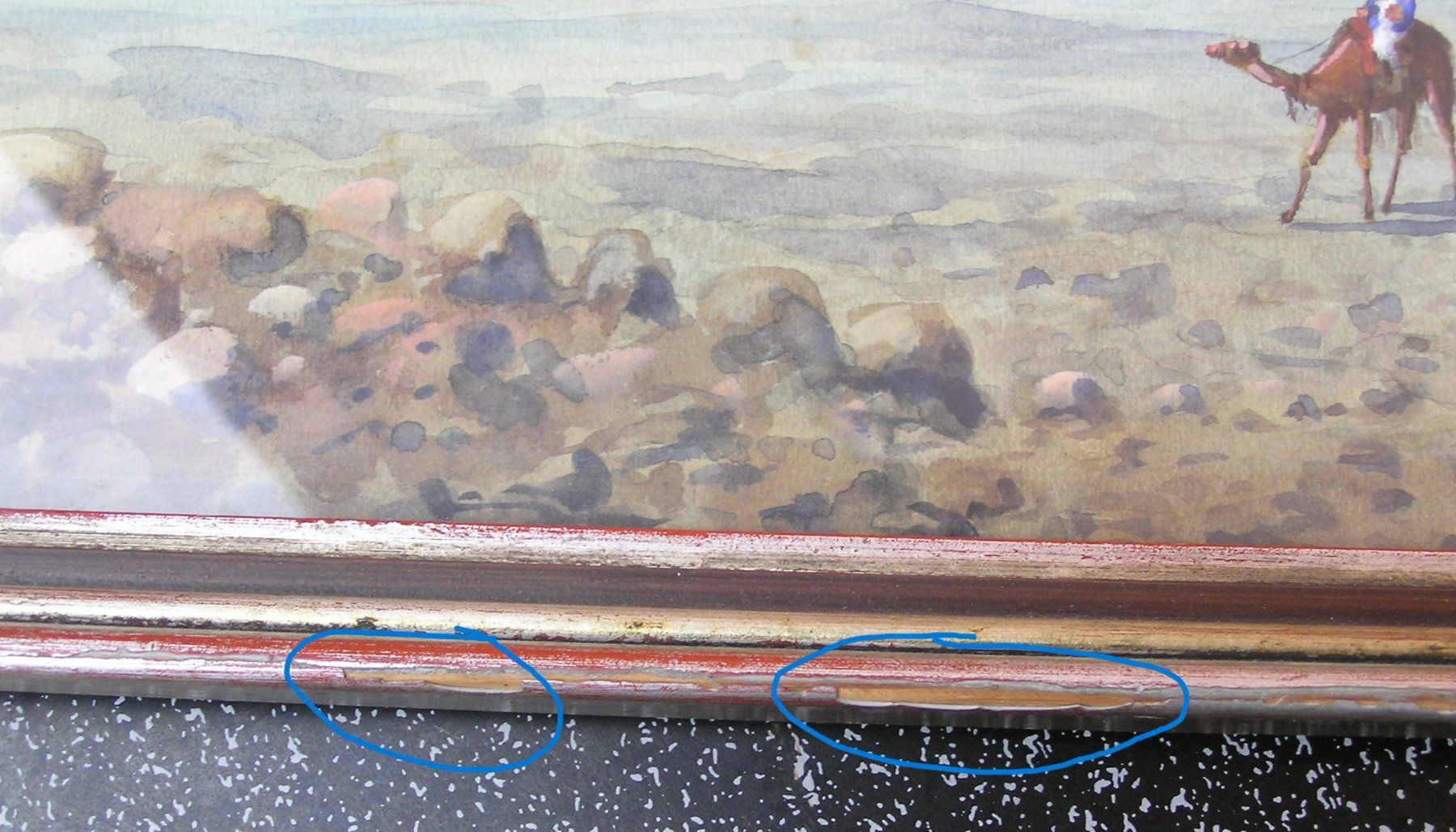 Dipinti: ORIENTALIST E. MARCHETTINI AQUARELL PYRAMIDEN KAMELREITER – Usato da Grenchen venduto da Antique-hunter 5